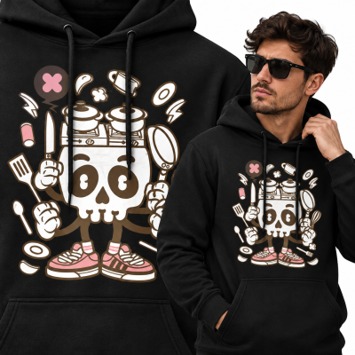 BLUZA Z KAPTUREM ANIMOWANA  COOKING SKULL